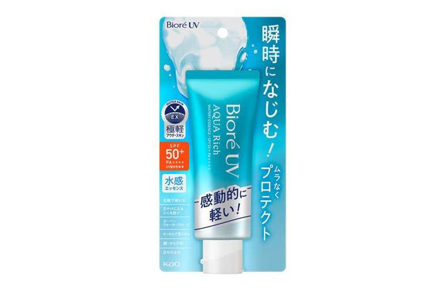 花王 ビオレ UV アクアリッチ ウォータリーエッセンス 70g SPF50+ PA++++ 日焼け止め オススメ UV 首 顔からだ用 スキンケア ヒアルロン酸 保湿 kao Biore ウォータープループ 石鹸で落ちる 化粧下地