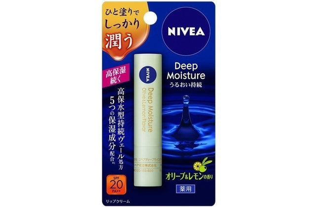 NIVEA ニベア ディープモイスチャーリップ オリーブ＆レモンの香り 2.2g リップクリーム SPF20 PA++ リップ 唇 紫外線 保湿 花王