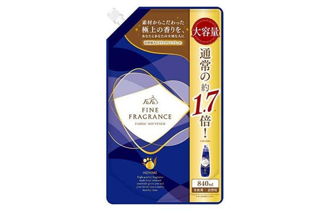 ファーファ ファインフレグランス 柔軟剤 オム 大容量 詰替え 840ml つめかえ 柔軟剤 抗菌 衣類 洋服 部屋干し 洗濯 洗剤 防臭 ニオイ クリスタルムスク ファーファ FaFa